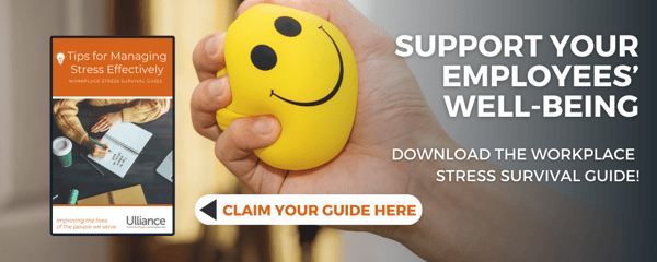 A Call To Action image showing an image of the Workplace Stress Guide- click on it to download