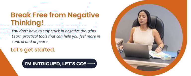 Employee practicing mindfulness techniques to stop negative thoughts at work-1