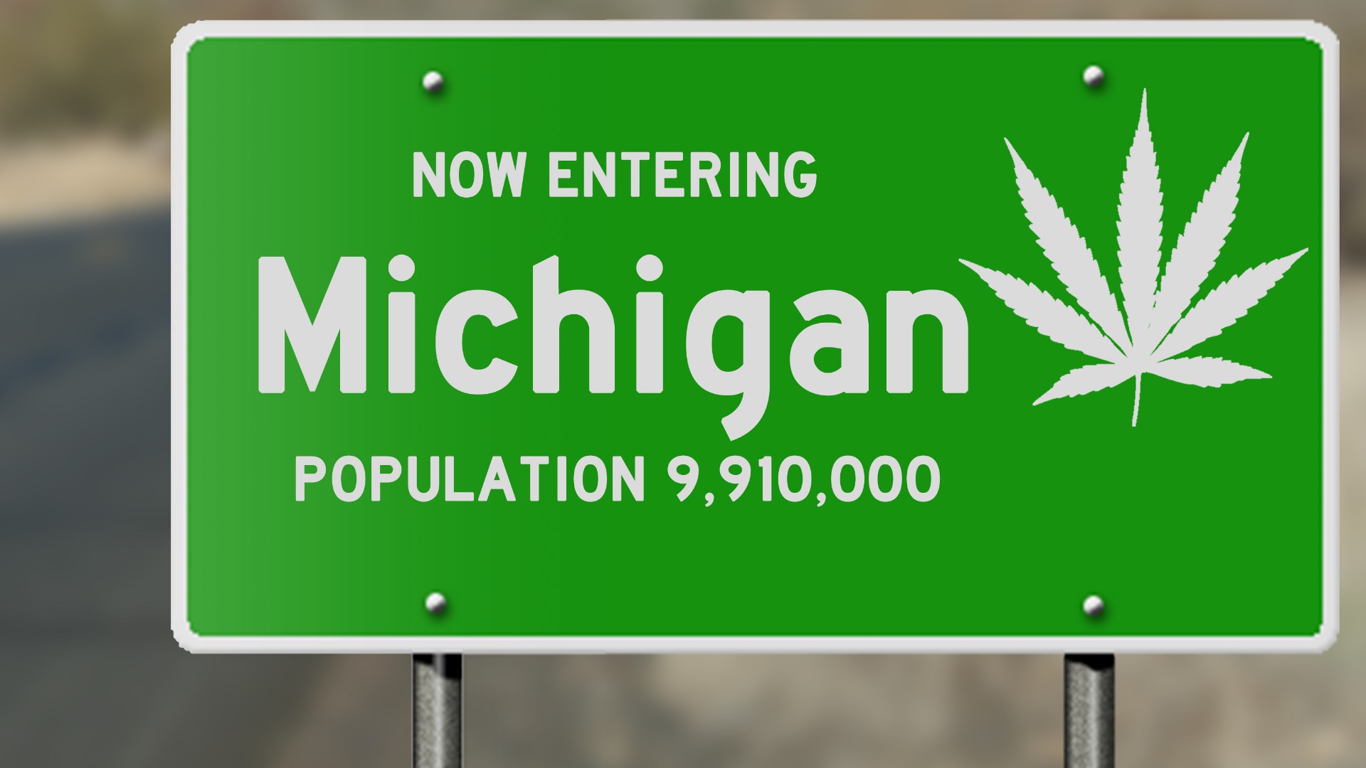 michigan-highway-sign-with-marijuana-leaf-picture-id485094822