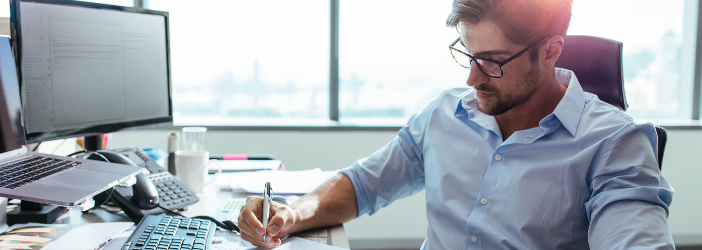 Professional man at work experiencing stress and emotional pressure